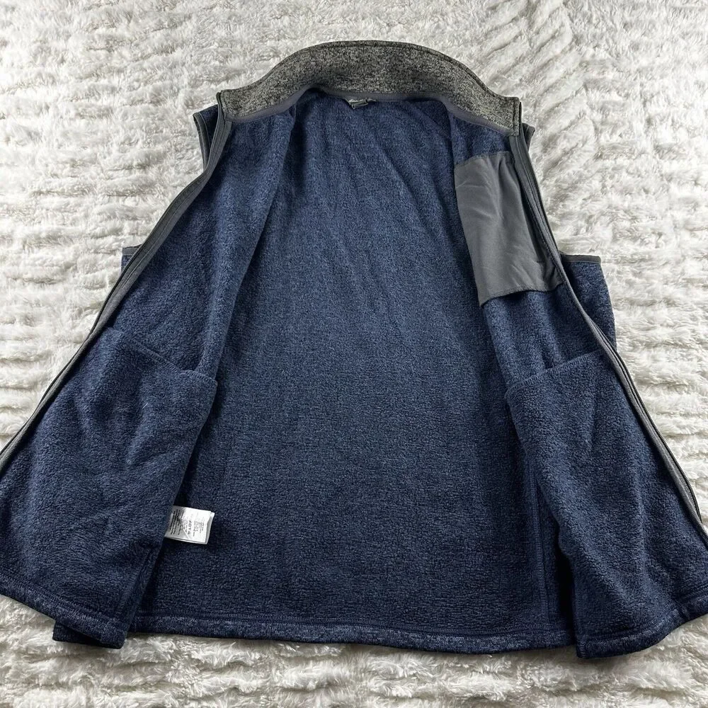 Eddie Bauer‎ Fleece Vest Mens Blue XL Outdoor Hiking Casual Sleeveless Full Zip